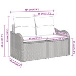 Canapé de jardin 2 places vidaXL avec coussins en poly rattan noir