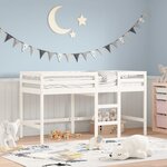 vidaXL Lit mezzanine enfants échelle blanc 90x190 cm bois pin massif