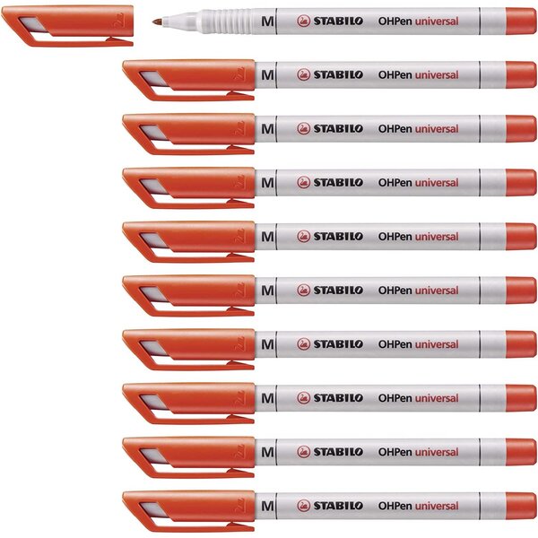 Feutre pour transaprent ohpen encre soluble pte médium rouge x 10 stabilo