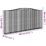 vidaXL Paniers à gabions arqués 4 Pièces 400x30x180/200 cm Fer galvanisé