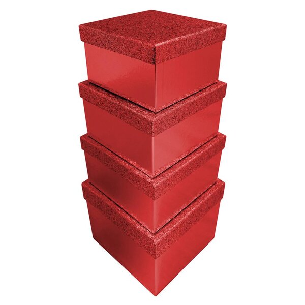 Lot de 4 boîtes cadeaux pailletées rouge x 6 clairefontaine