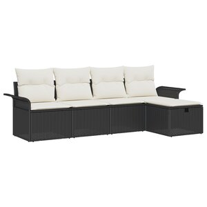 vidaXL Ensemble de canapés de jardin 5 pièces avec coussins Noir Rotin synthétique
