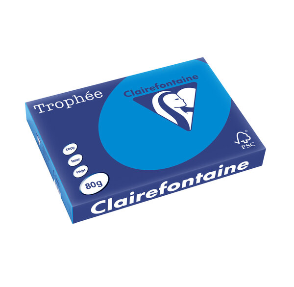 Ramette 500 Feuilles Papier 80g A3 420x297 mm Certifié FSC Bleu turquoise TROPHÉE