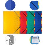 Trieur Agrafé Avec Élastiques 12 Compartiments - Couleurs Assorties - X 8 - Exacompta