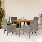 vidaXL Ensemble à manger de jardin et coussins 5 Pièces gris rotin acacia