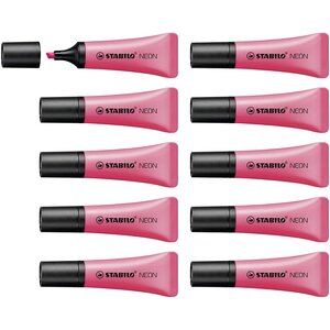 Surligneur neon tendance pointe biseautée 2- 5 mm rose x 10 stabilo