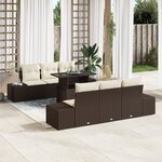 vidaXL Canapé de jardin 7 pièces avec coussins marron en poly rotin