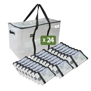 Pack and Move - Lot 24 Grands Sacs Déménagement Transparent Recyclé - Rangement Et Transport Ultra Résistant - Réutilisable - Poignées Solides - 100L