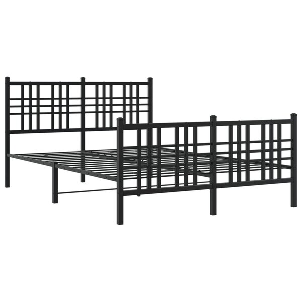 vidaXL Cadre de lit métal avec tête de lit/pied de lit noir 137x190 cm