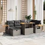vidaXL Salon de jardin avec coussins 7 Pièces gris résine tressée