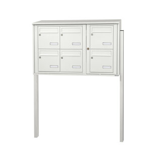 Bloc collectif leabox.com 3x2 grade 3 simple face Extérieur fixation sur pieds à sceller Blanc pur RAL 9010 finition brillante