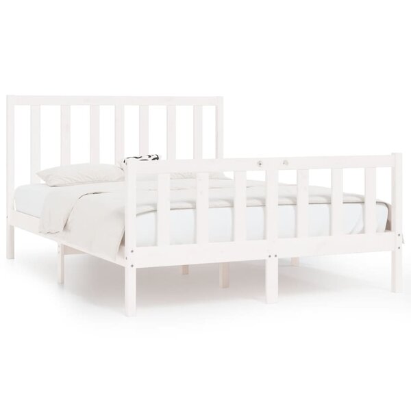 vidaXL Cadre de lit Blanc Bois massif 120x190 cm Petit double