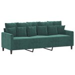 vidaXL Ensemble de canapés 3 Pièces avec coussins Vert foncé Velours
