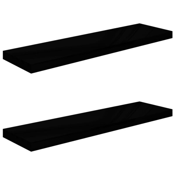 vidaXL Étagère murale flottante 2 Pièces Noir brillant 90x23 5x3 8 cm MDF