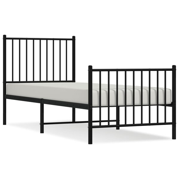 vidaXL Cadre de lit métal avec tête de lit/pied de lit noir 80x200 cm