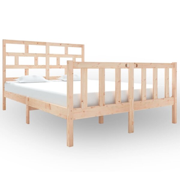vidaXL Cadre de lit bois de pin massif 135x190 cm double