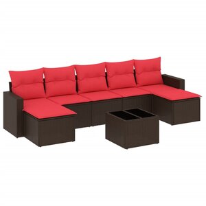vidaXL Salon de jardin 8 Pièces avec coussins marron résine tressée