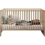 Lit 70 x 140 cm + commode à langer 2 portes - Décor chêne sonoma et blanc mat