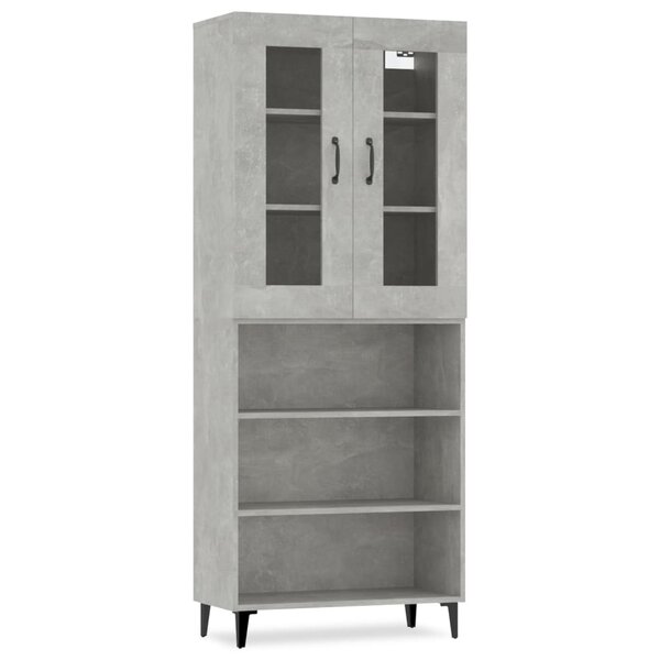 Vidaxl buffet haut gris béton 69 5x34x180 cm bois d'ingénierie