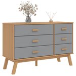 vidaXL Armoire à tiroirs OLDEN gris et marron bois de pin solide