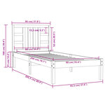 vidaXL Cadre de lit Blanc Bois massif 90x200 cm