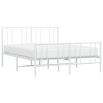 vidaXL Cadre de lit métal sans matelas et pied de lit blanc 160x200 cm