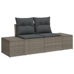 vidaXL Canapé de jardin 2 places avec coussins gris en rotin poly