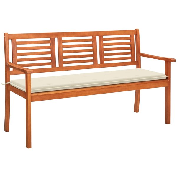 vidaXL Banc de jardin 3 places avec coussin 150 cm Bois d'eucalyptus