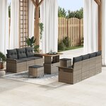 Ensemble de canapé de jardin de 10 pièces avec coussins en rotin synthétique gris vidaXL