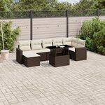 vidaXL Salon de jardin 8 Pièces avec coussins marron résine tressée