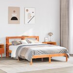 vidaXL Cadre de lit et tête de lit sans matelas cire marron 120x190 cm