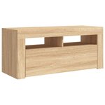 vidaXL Meuble TV avec lumières LED chêne sonoma 90x35x40 cm