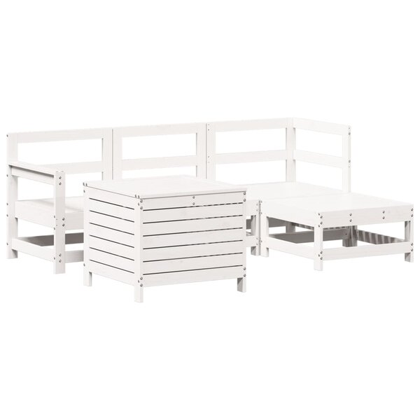 vidaXL Salon de jardin 5 Pièces blanc bois massif de pin