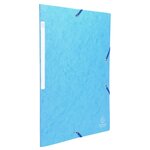 Chemises À Élastiques Carte Lustrée 3 Rabats Monobloc - Turquoise - X 50 - Exacompta