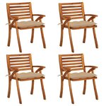 vidaXL Chaises de jardin avec coussins lot de 4 Bois de teck solide