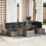 vidaXL Ensemble de Canapé de Jardin 8 Pièces avec Coussins Gris en Rattan Synthétique