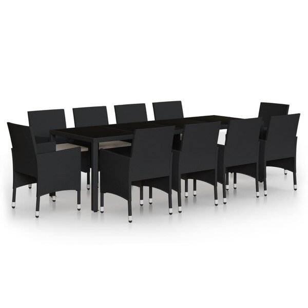 vidaXL Ensemble à dîner de jardin 11 Pièces Résine tressée Noir