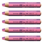 Crayon multi-talents woody 3 in 1 duo - rose-lilas x 5 stabilo