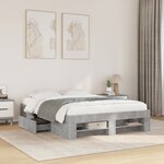 vidaXL Cadre de lit gris béton 120x190 cm bois d'ingénierie