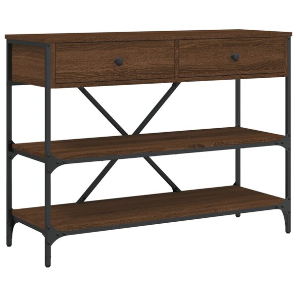 vidaXL Table console avec tiroirs et étagères chêne marron