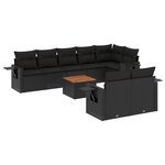 vidaXL Salon de jardin 9 Pièces avec coussins noir résine tressée