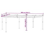 vidaXL Tonnelle de jardin avec toit rétractable taupe 3x6 m aluminium