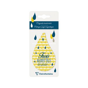 3 gouttes de pluie - 1 marque page magnétique goutte - modèle 1 jaune