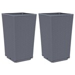 vidaXL Jardinières 2 Pièces gris 32 5x32 5x57 cm polypropylène