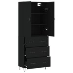 vidaXL Buffet haut Noir 69 5x34x180 cm Bois d'ingénierie