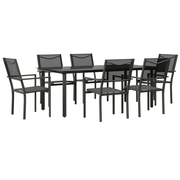 vidaXL Ensemble à manger de jardin 7 Pièces noir textilène et acier