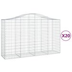 vidaXL Paniers à gabions arqués 20 Pièces 200x50x120/140 cm Fer galvanisé