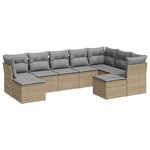 vidaXL Salon de jardin avec coussins 9 Pièces beige résine tressée