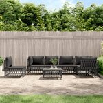 vidaXL Salon de jardin 7 Pièces avec coussins anthracite acier