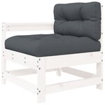 vidaXL Salon de jardin 7 Pièces avec coussins blanc bois massif